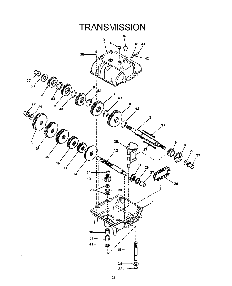 Transmission 2 Diagram and Parts List for W3612A (968999102)(2001-09) Husqvarna Lawn Mower