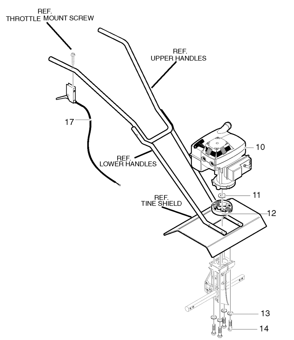 Engine Mount Diagram and Parts List for 11054X37NB-CT20 2007 Husqvarna Cultivator