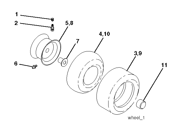 Wheels And Tires Diagram and Parts List for CTH200TWIN (96061026300)(2010-01) Husqvarna Lawn Tractor