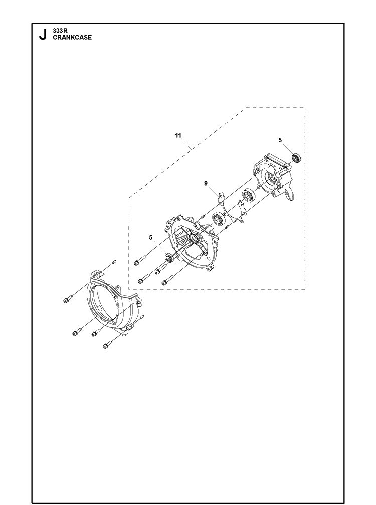 Crankcase Diagram and Parts List for 333RMARKII (967967902)(2020-08) Husqvarna Edger