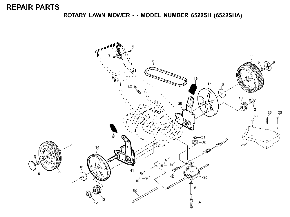 Repair Parts Diagram and Parts List for 6522SFA (532702511)(2001-01) Husqvarna Lawn Mower