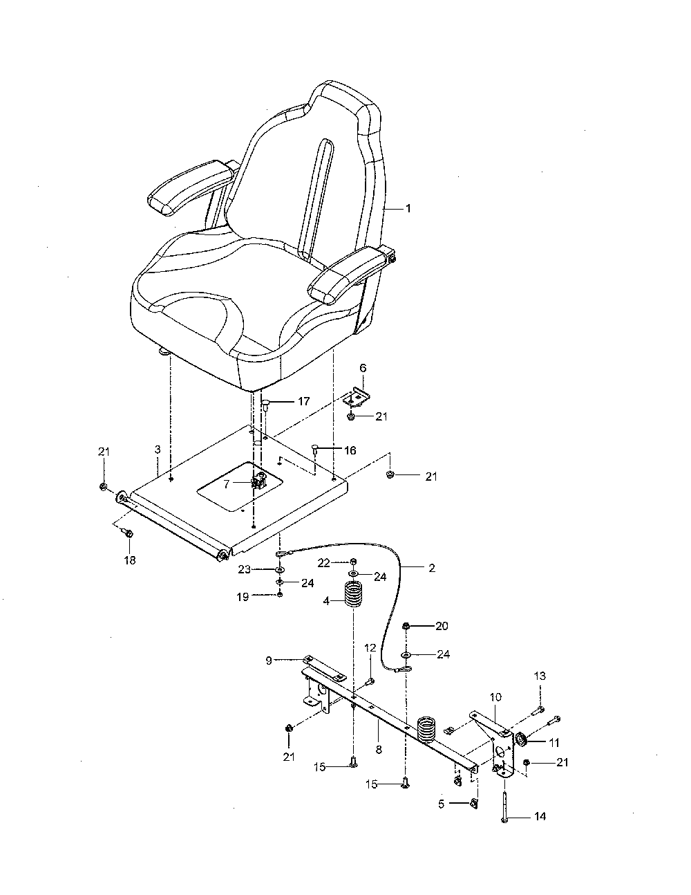 Seat Diagram and Parts List for 967334101-00  Husqvarna Lawn Mower