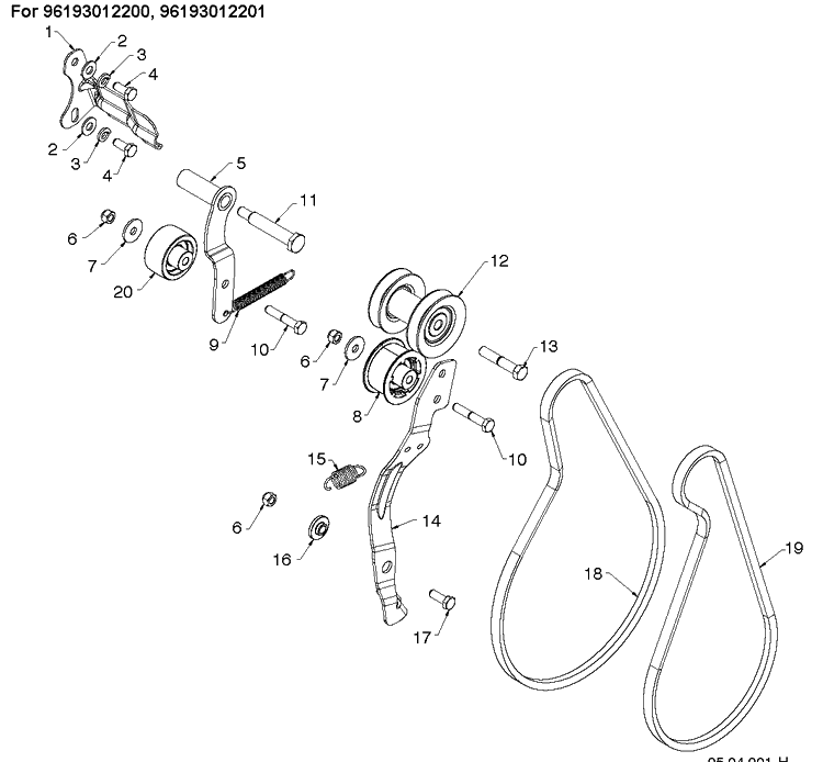 Chassis, Engine And Pulleys 3 Diagram and Parts List for ST224P  Husqvarna Snow Blower