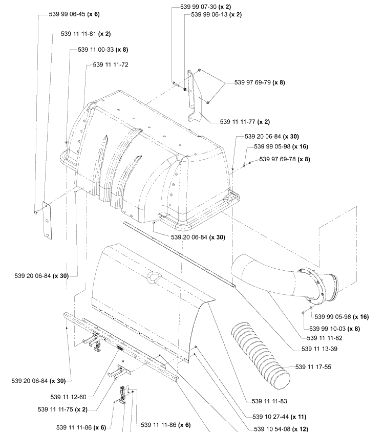 Hood Diagram and Parts List for HCS1372 (539111750)(2005-03) Husqvarna Lawn Tractor Accessories