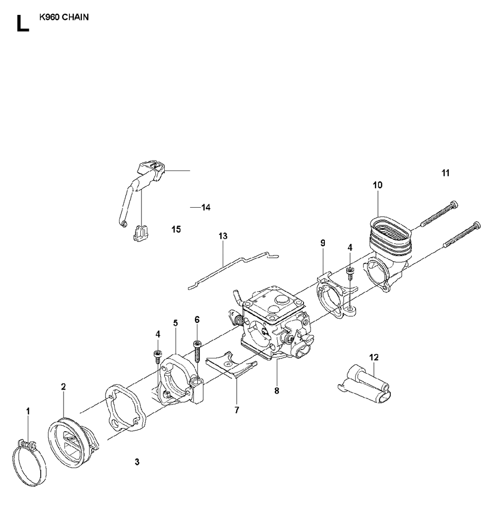Carburetor Diagram and Parts List for K960CHAIN 2008-03 Husqvarna Circular Saw
