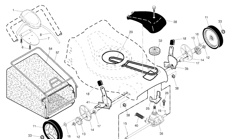 Drive Diagram and Parts List for 7021F (96143004203)(2011-01) Husqvarna Lawn Mower
