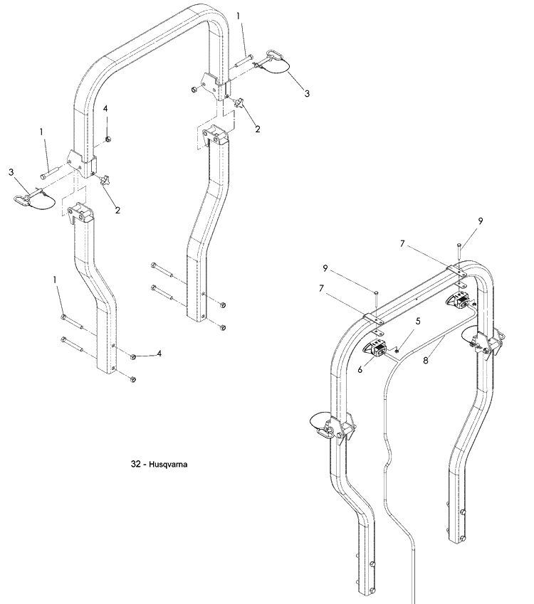 Protection Frame Diagram and Parts List for LZF5227 (966956701)(2008-06) Husqvarna Lawn Mower