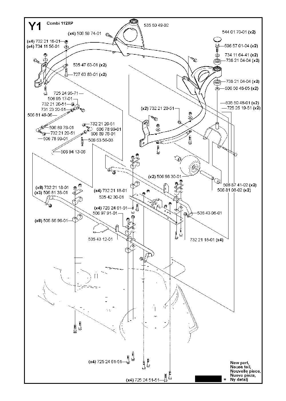 44/112cm Cutting Deck Diagram and Parts List for RIDERPRO18AWD (965095001)(2007-03) Husqvarna Lawn Tractor