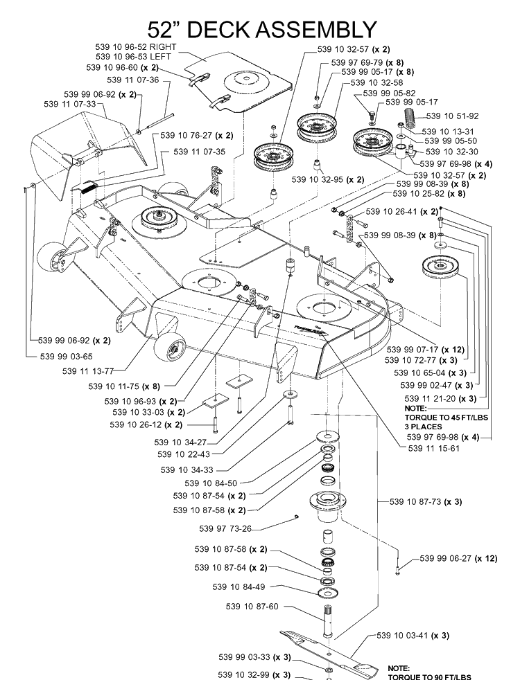 52 Inch/132cm Cutting Deck 2 Diagram and Parts List for IZ5223 (968999258)(2005-12) Husqvarna Lawn Mower