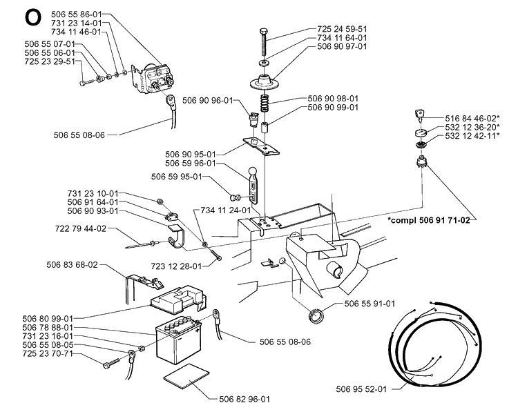 Electrical Diagram and Parts List for RIDER970HST 1998-03 Husqvarna Lawn Mower
