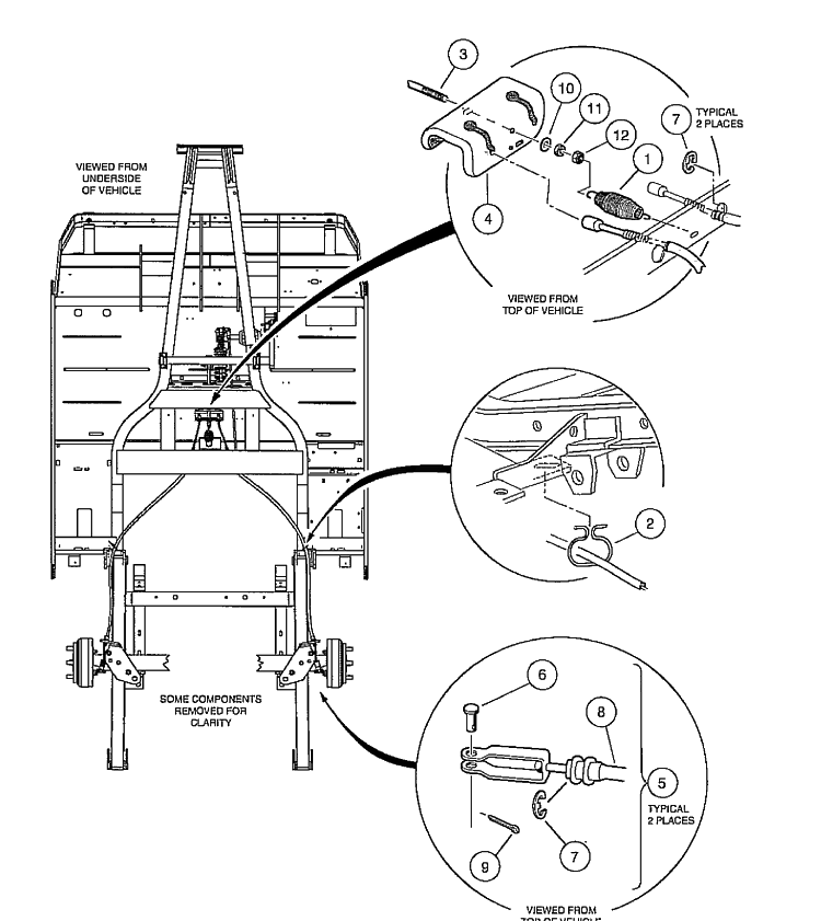 Brake Cable, Equalizer And Equalizer Rod - Vehicle With Two-Wheel Brakes Diagram and Parts List for HUV4210GXP 2005-06 Husqvarna Lawn Tractor