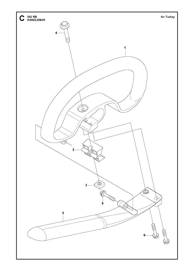 Handle Diagram and Parts List for 543RB  Husqvarna Brush Cutter