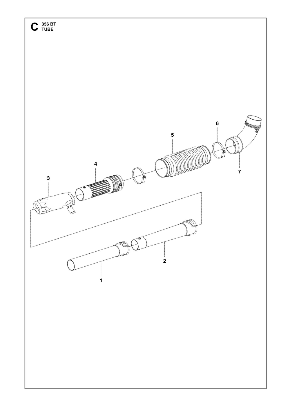 Tube Diagram and Parts List for 356BTX  Husqvarna Leaf Blower / Vacuum