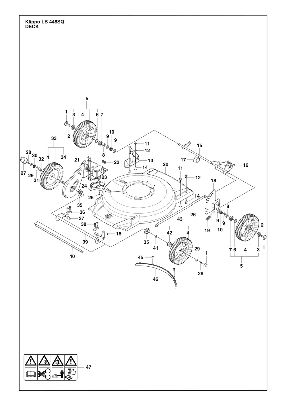 Chassis Diagram and Parts List for KLIPPOLB448SQ  Husqvarna Lawn Mower