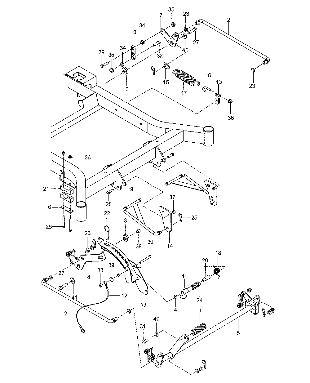 Mower lift/deck lift Diagram and Parts List for 967277501-01  Husqvarna Lawn Mower