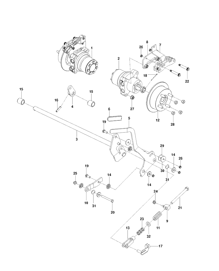 Parking Brake Diagram and Parts List for PZ34BF (96655390101)(2012-06) Husqvarna Lawn Mower
