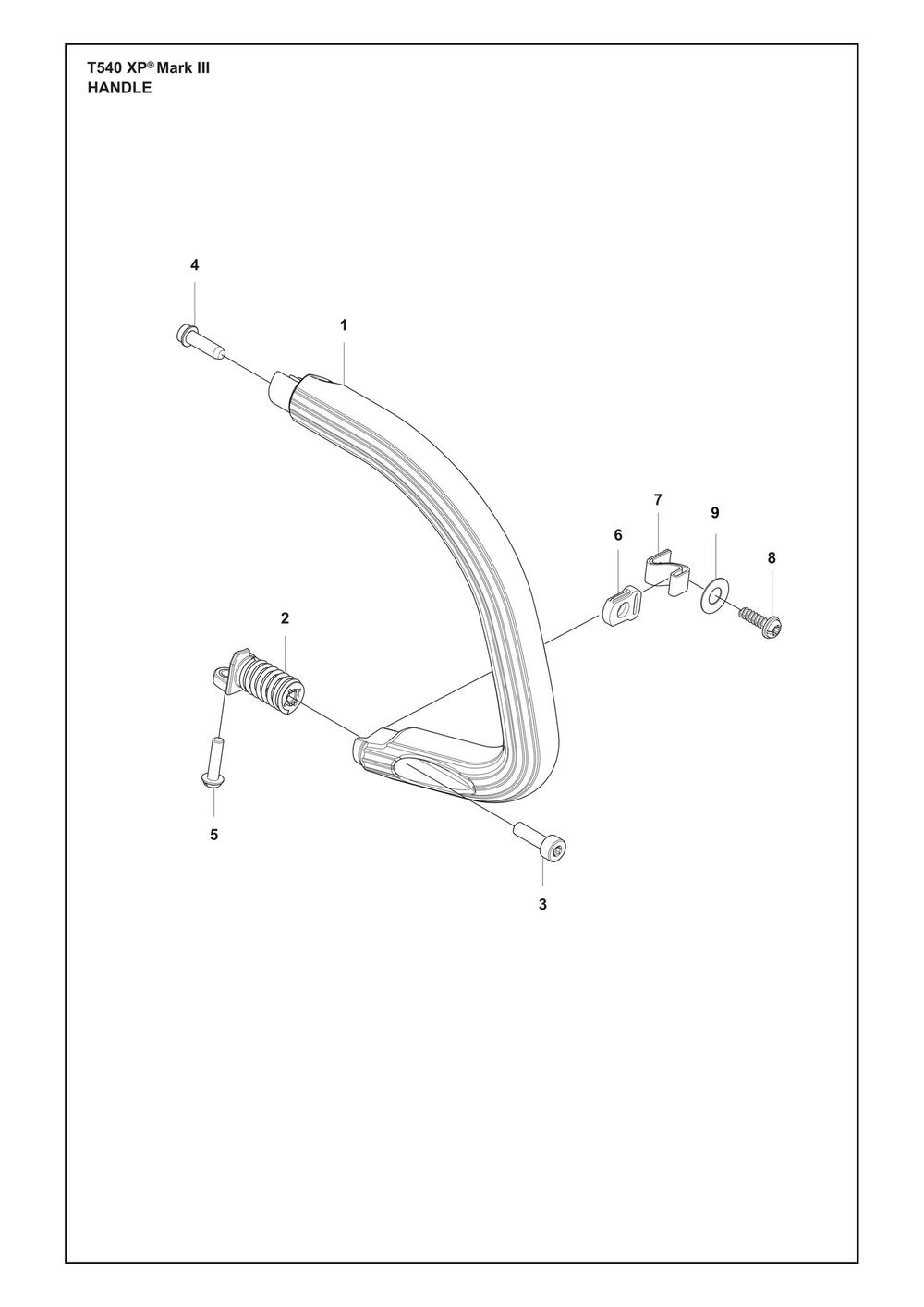 Handle Diagram and Parts List for T540XPMARKIII  Husqvarna Chainsaw
