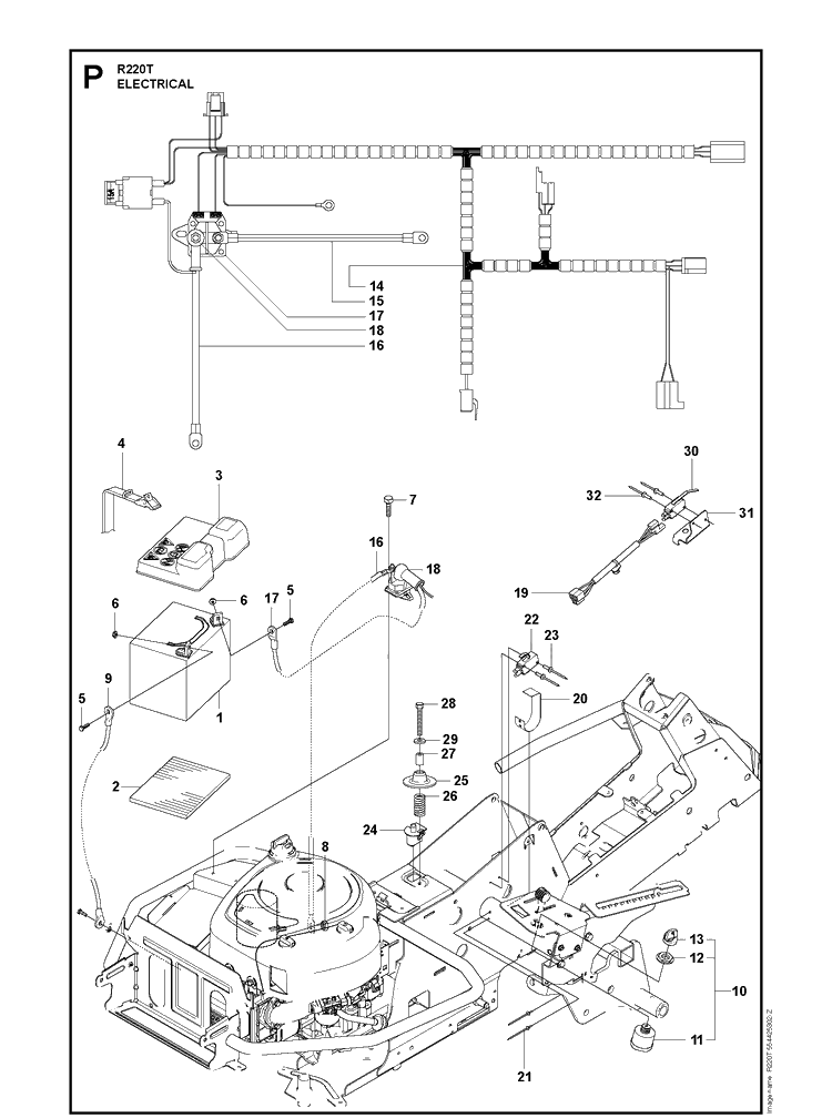Electrical Diagram and Parts List for R220T (966785701)(2017) Husqvarna Lawn Mower