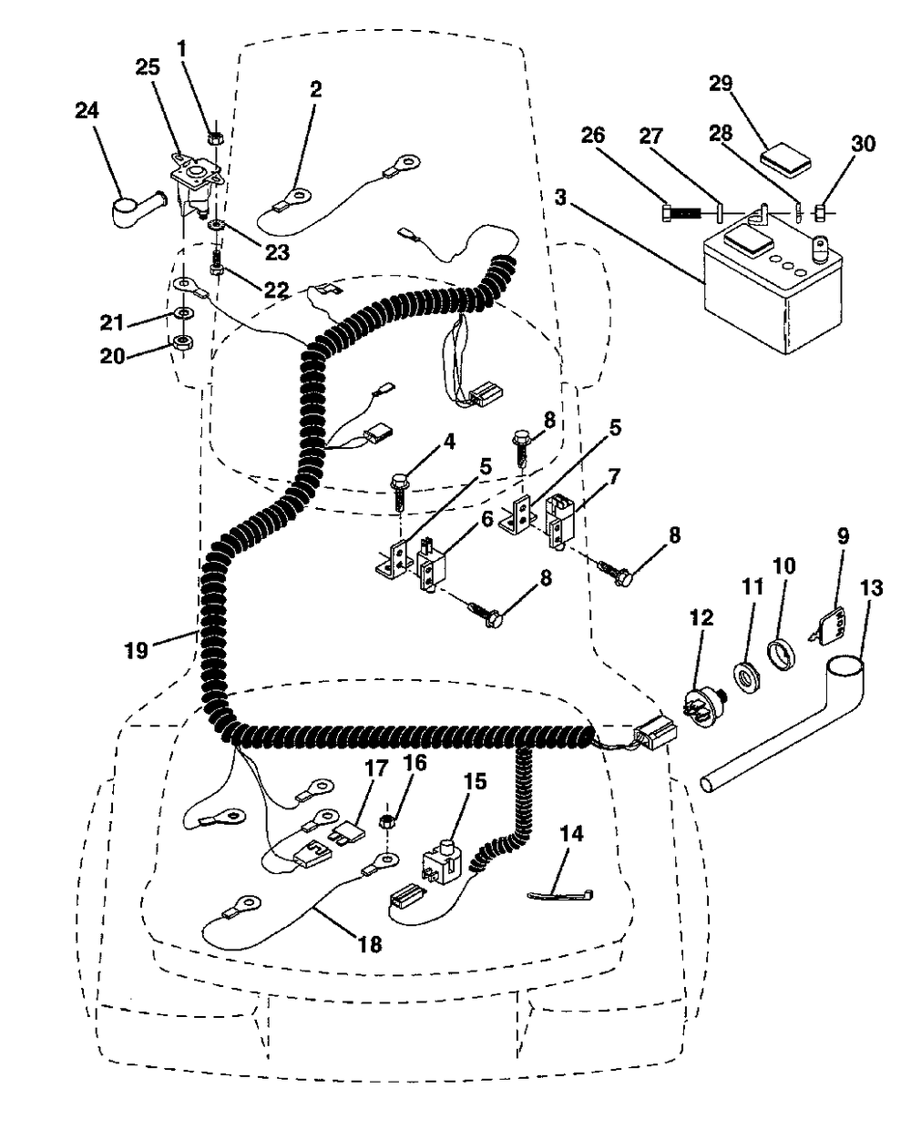 Electrical Diagram and Parts List for LT100 (954000312-A)(1991-07) Husqvarna Lawn Tractor