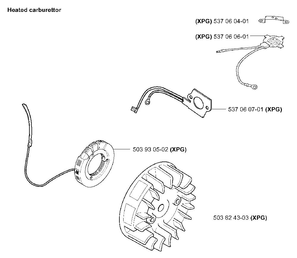 Electrical Diagram and Parts List for 351EPA 20012200001 Husqvarna Chainsaw