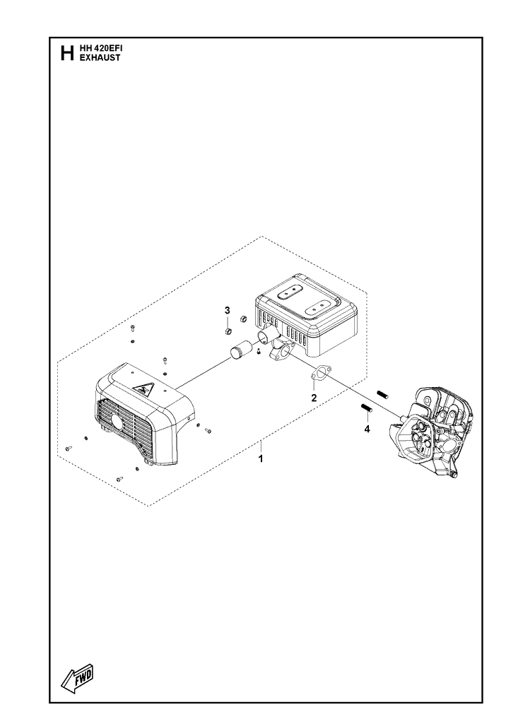 Exhaust Diagram and Parts List for 598610501 (598610502)(2021-07) Husqvarna Engine