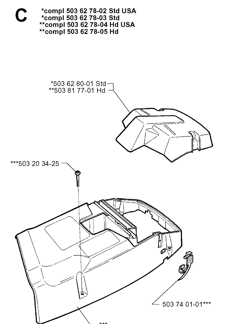 Cover Diagram and Parts List for 371XP 19963500001-19974900000 Husqvarna Chainsaw