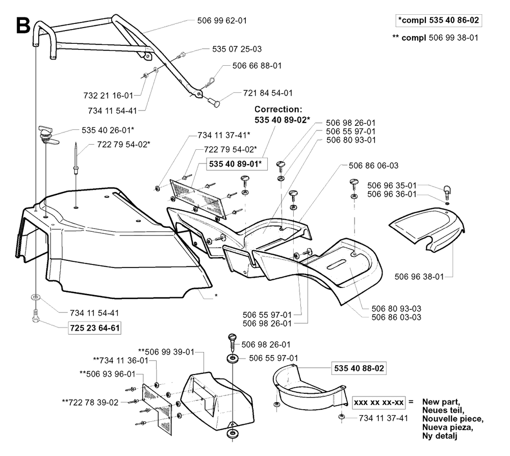 Hood Diagram and Parts List for PF21 2001-02 Husqvarna Lawn Tractor