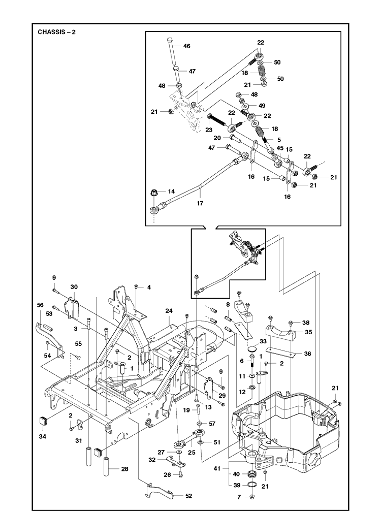 Chassis / Frame Diagram and Parts List for P524EFI (967848101)(2018-07) Husqvarna Lawn Mower