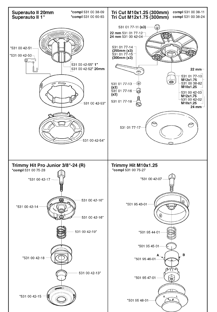 Trimmer Head 2 Diagram and Parts List for 20031800001-20050100000  Husqvarna Edger