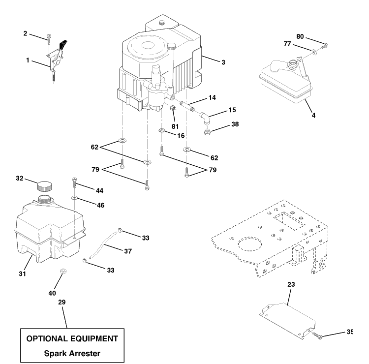 Engine Diagram and Parts List for LTH130 (954140005B)(1997-12) Husqvarna Lawn Mower