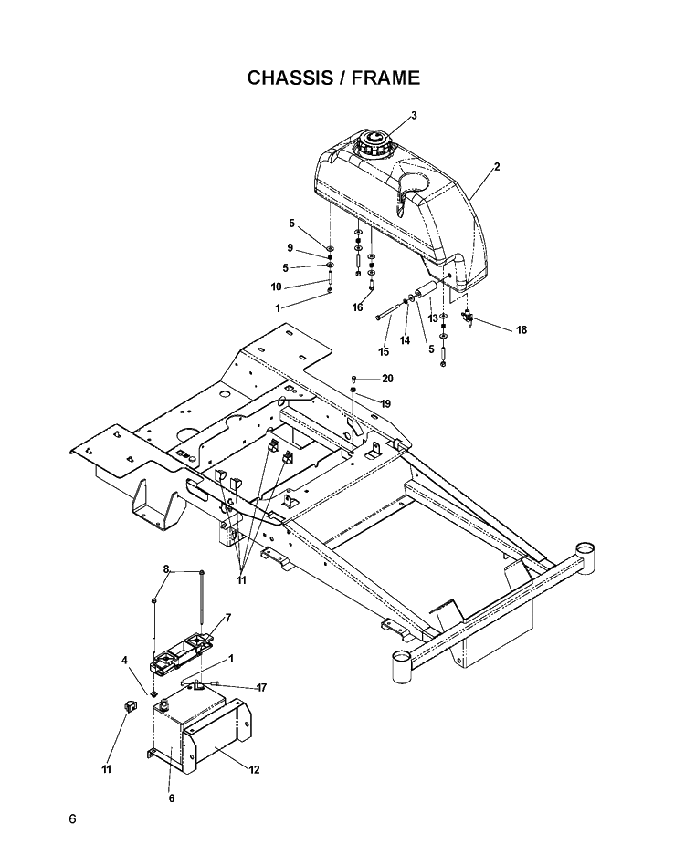 Chassis Upper Diagram and Parts List for EZ4822 (968999696)(2007-07) Husqvarna Lawn Mower