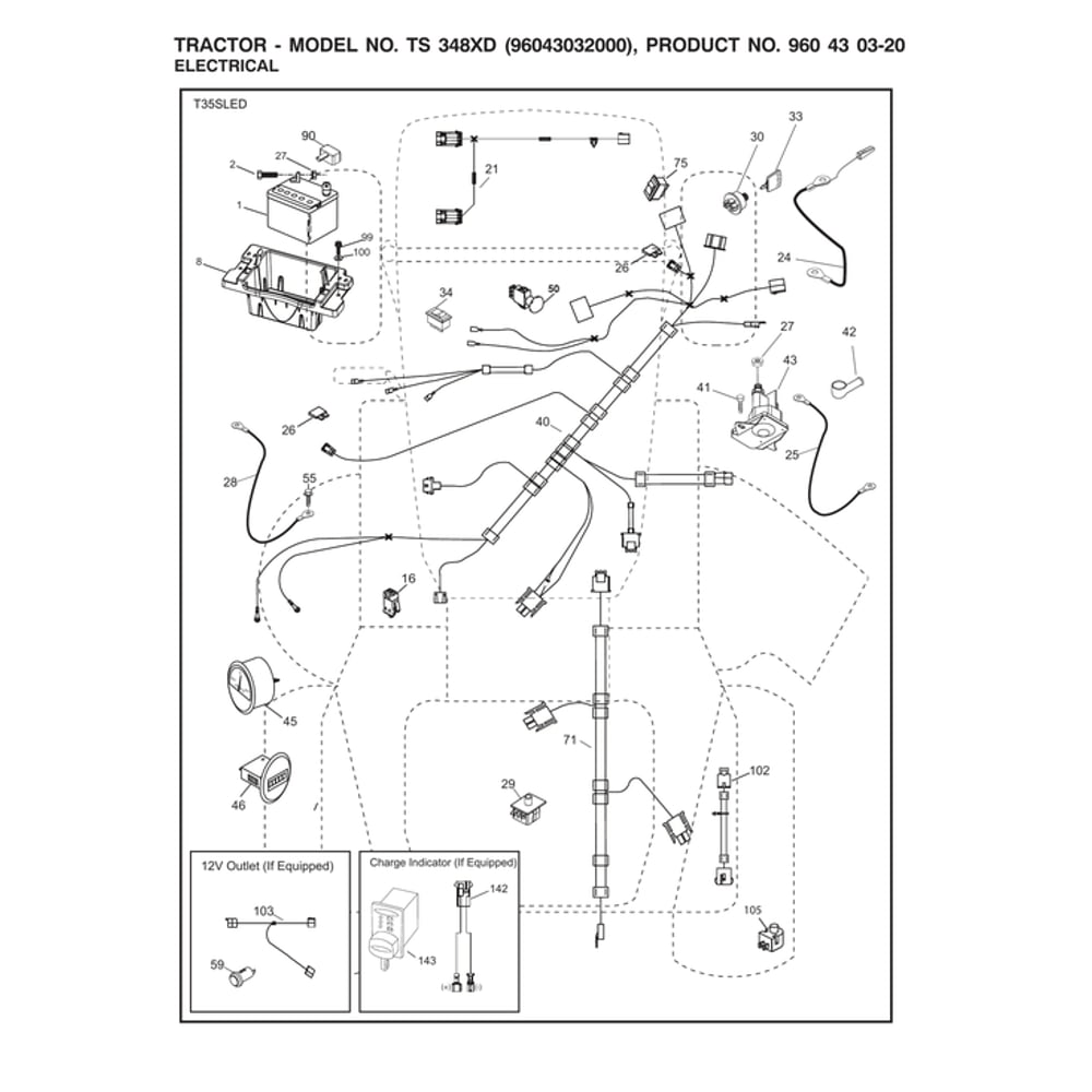 Electrical Diagram and Parts List for 96043032000  Husqvarna Lawn Tractor