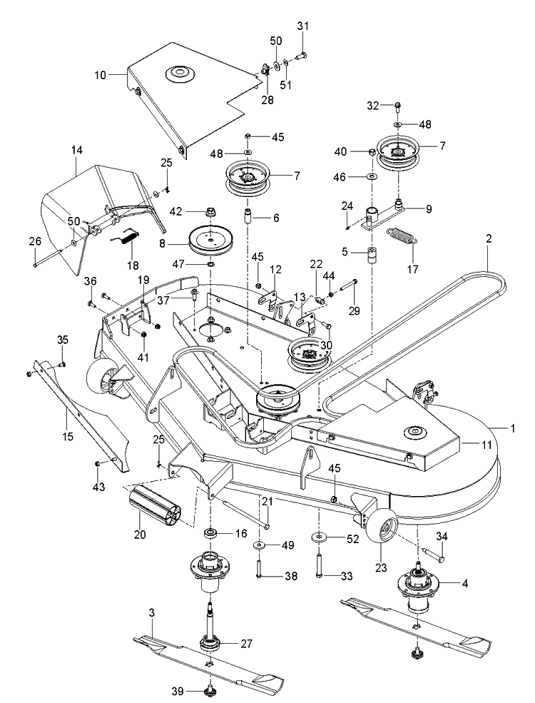 Mower Deck / Cutting Deck Diagram and Parts List for MZ61 (970467701-00)(2020-04) Husqvarna Lawn Mower