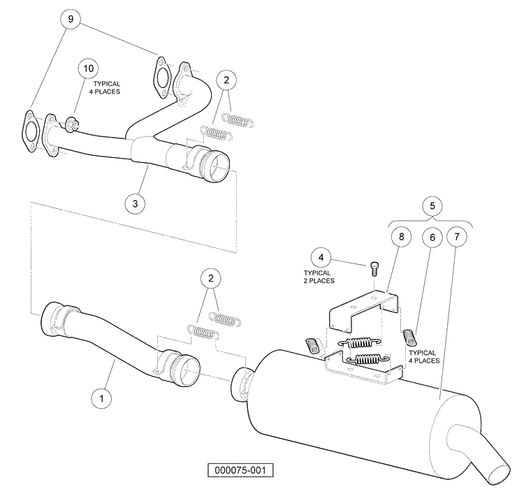 Exhaust System, Gasoline Vehicles Diagram and Parts List for HUV4420G 2006-11 Husqvarna Lawn Tractor
