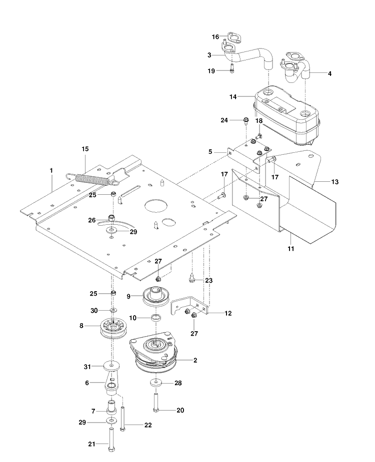 Engine Plate Diagram and Parts List for RZ4623 (967009804)(2013-12) Husqvarna Lawn Mower
