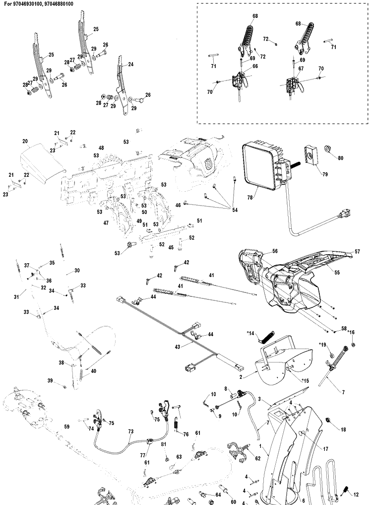 Control Panel And Discharge Chute Diagram and Parts List for ST324  Husqvarna Snow Blower