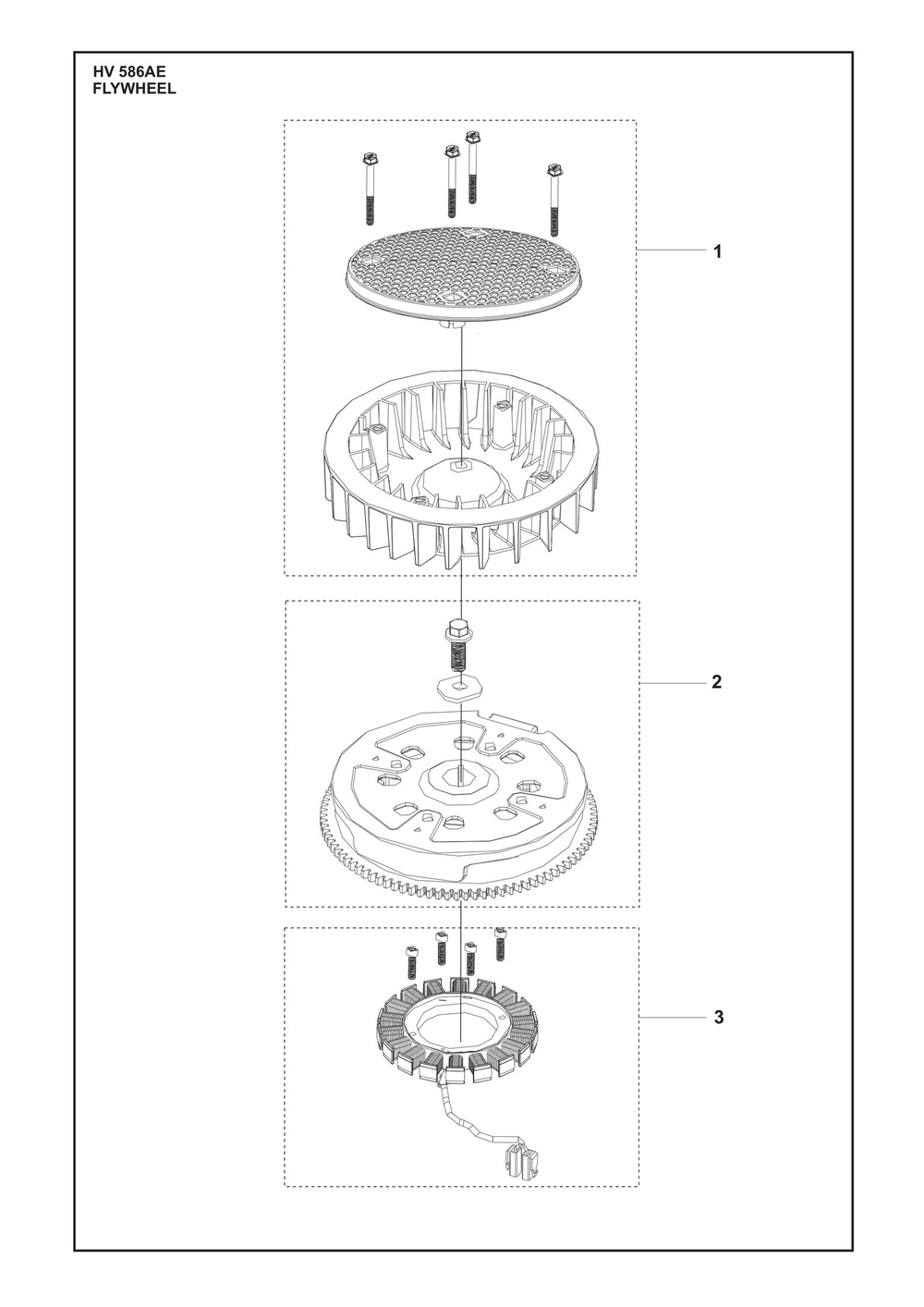 Flywheel And Ignition Assembly Diagram and Parts List for HV586AE  Husqvarna Engine
