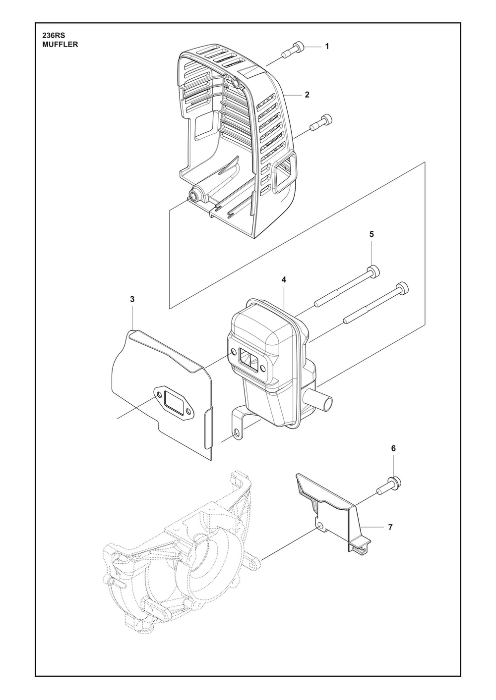 Muffler Diagram and Parts List for 236RS  Husqvarna Brush Cutter