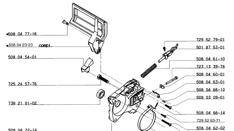 Hand Guard/Chain Brake Assembly Diagram and Parts List for ELECTRIC16 1999-04 Husqvarna Chainsaw