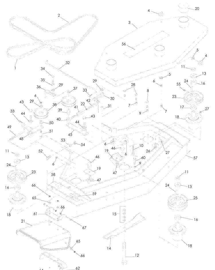 48 Inch Cutting Deck Diagram and Parts List for WG3213P (968999114)(2008-06) Husqvarna Lawn Mower