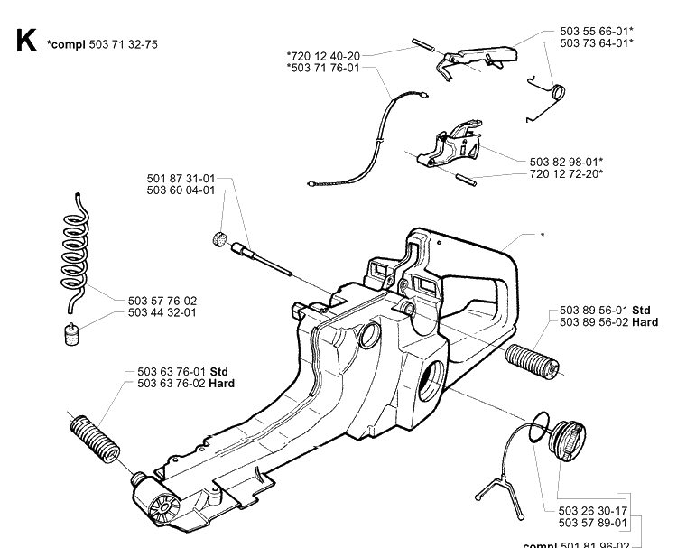 Fuel Tank Diagram and Parts List for 372XP/ (XPG)(20014000001-20034000000) Husqvarna Chainsaw