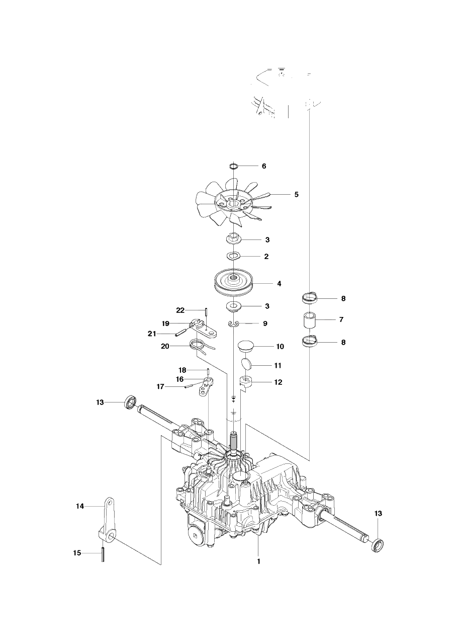 Transmission 2 Diagram and Parts List for R18AWD (966414101)(2010-07) Husqvarna Lawn Tractor