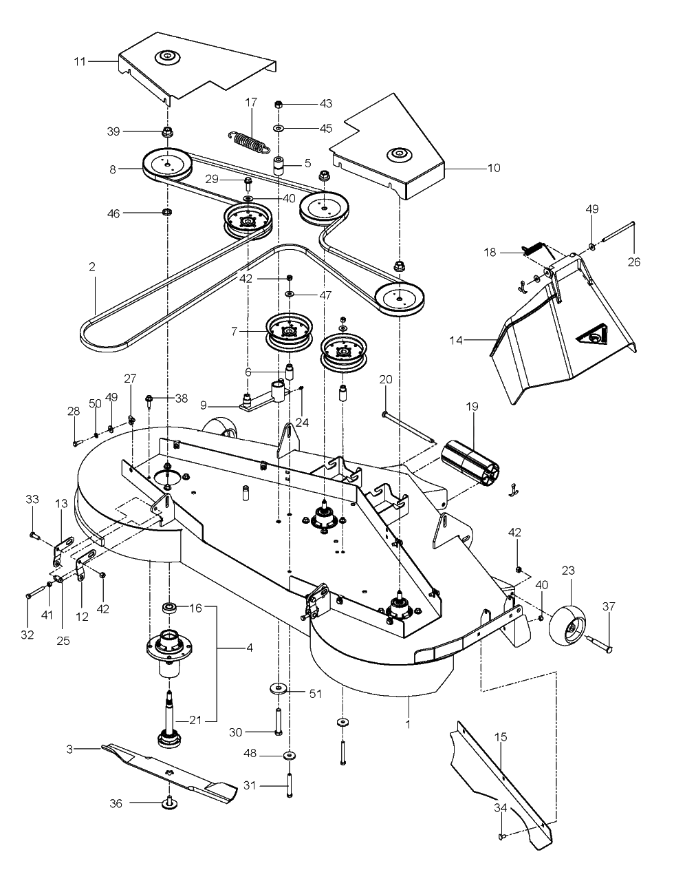 Mower Deck / Cutting Deck Diagram and Parts List for FD61M (966582701)(2012-02) Husqvarna Lawn Tractor Accessories
