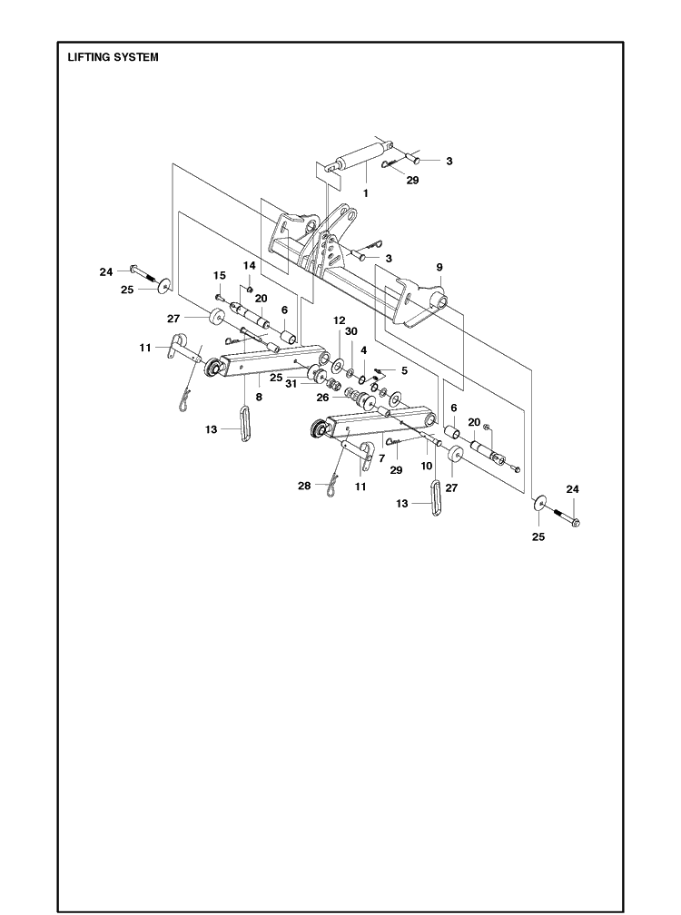 Mower Lift / Deck Lift Diagram and Parts List for P520D (967848801)(2018) Husqvarna Lawn Mower