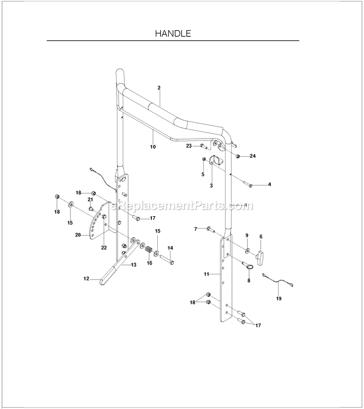 Handle Diagram and Parts List for SD22  Husqvarna Lawn Tractor Accessories