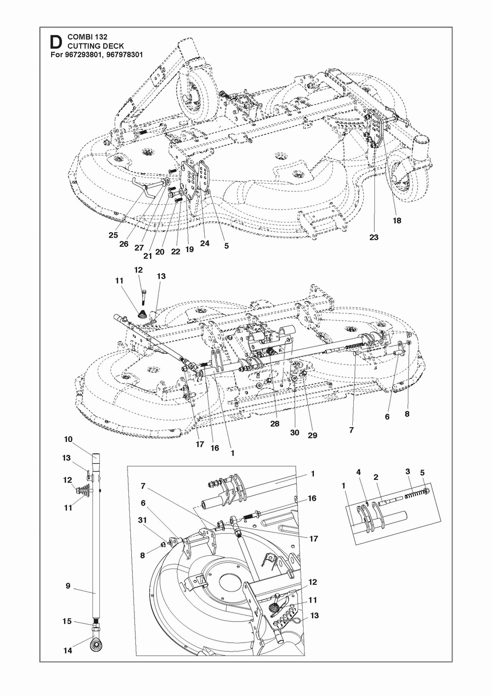 52/132cm Cutting Deck Diagram and Parts List for 132P500D  Husqvarna Lawn Tractor Accessories