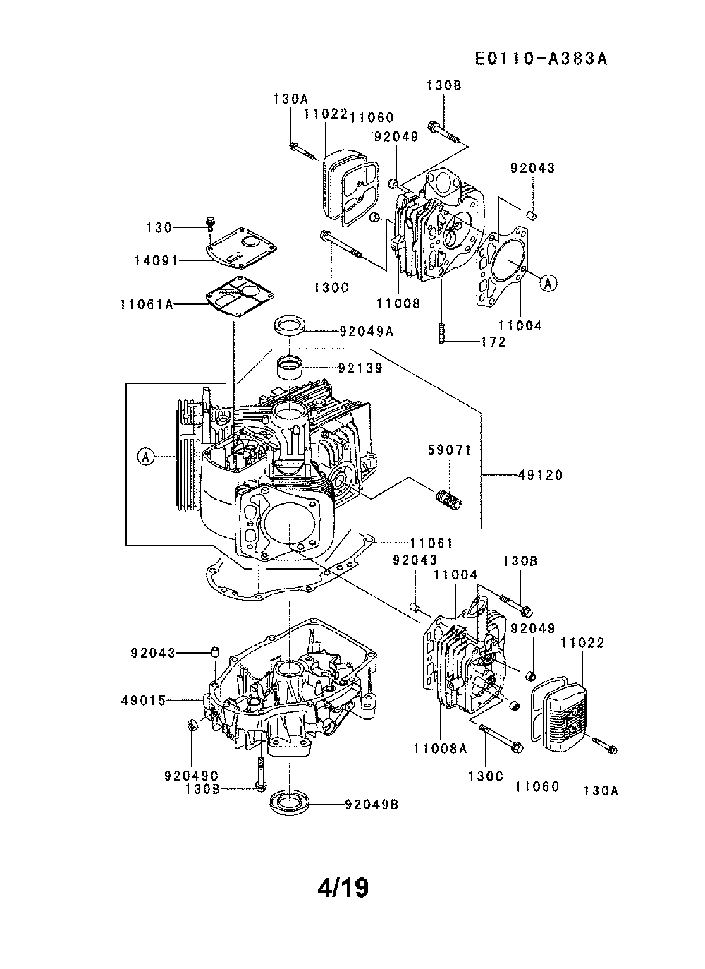 Cylinder/crankcase Diagram and Parts List for YTH1542XP-96013000101  Husqvarna Lawn Tractor