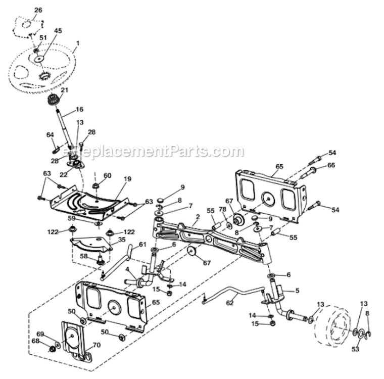 Steering_Assembly Diagram and Parts List for GT52XLS  Husqvarna Lawn Tractor