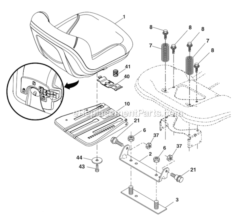 Seat_Assembly Diagram and Parts List for GT52XLS  Husqvarna Lawn Tractor