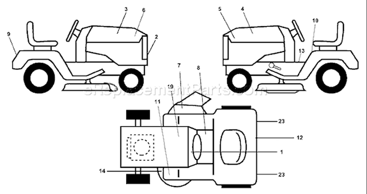 Page B Diagram and Parts List for 200 GTH  954001122A -1994-07 Husqvarna Lawn Tractor
